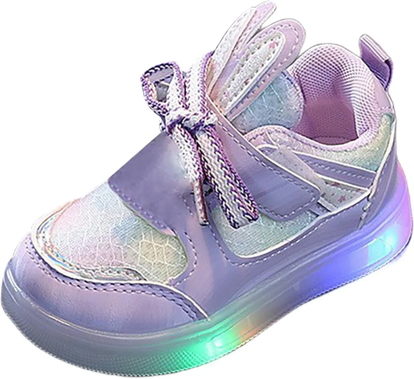 Kids Light Up Shoes Shoes Bowknot First Shoes Buckle Strap Toddler Soft Bottom Breathable Shoes