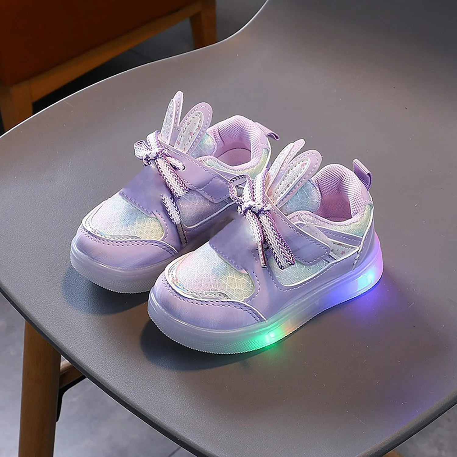 Kids Light Up Shoes Shoes Bowknot First Shoes Buckle Strap Toddler Soft Bottom Breathable Shoes