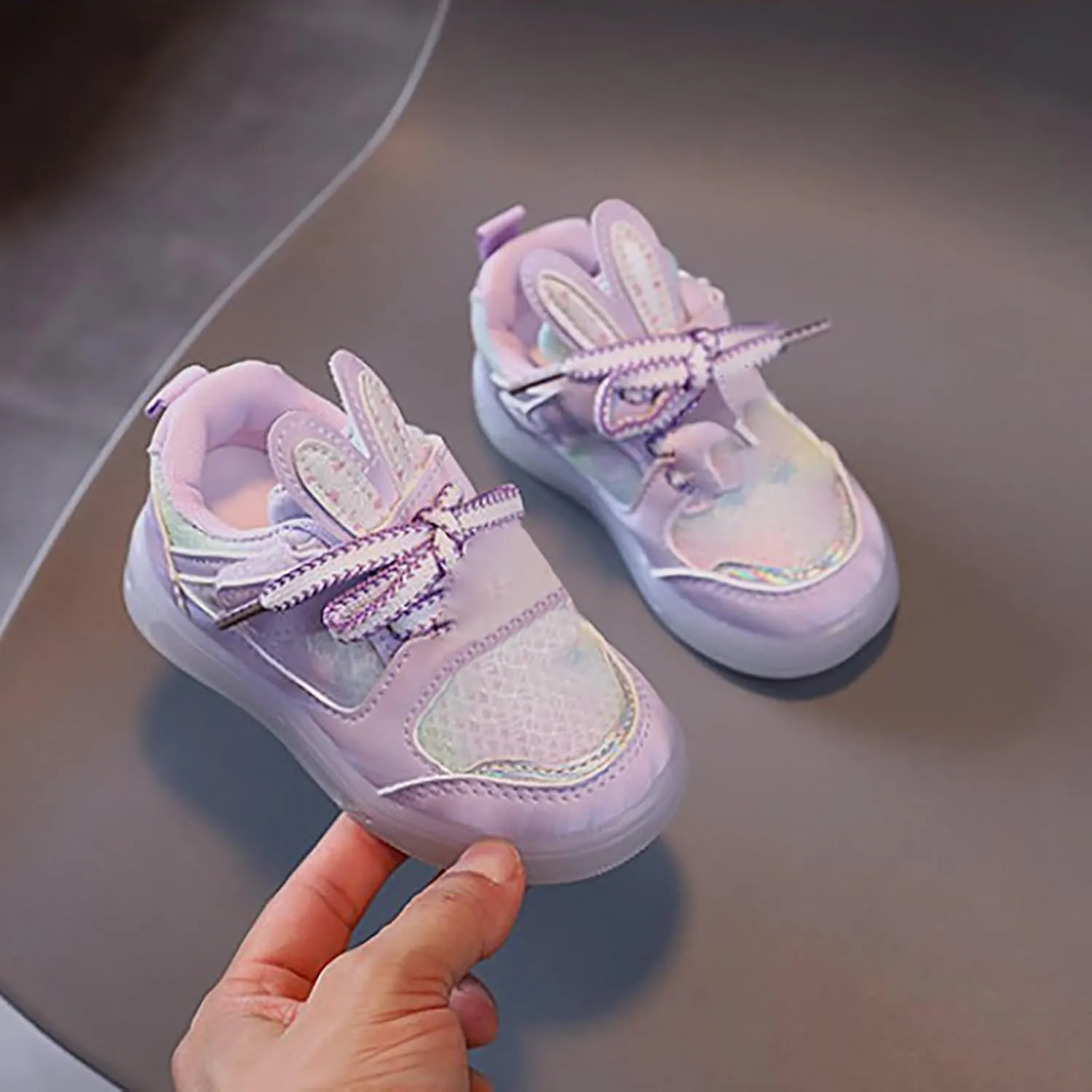 Kids Light Up Shoes Shoes Bowknot First Shoes Buckle Strap Toddler Soft Bottom Breathable Shoes