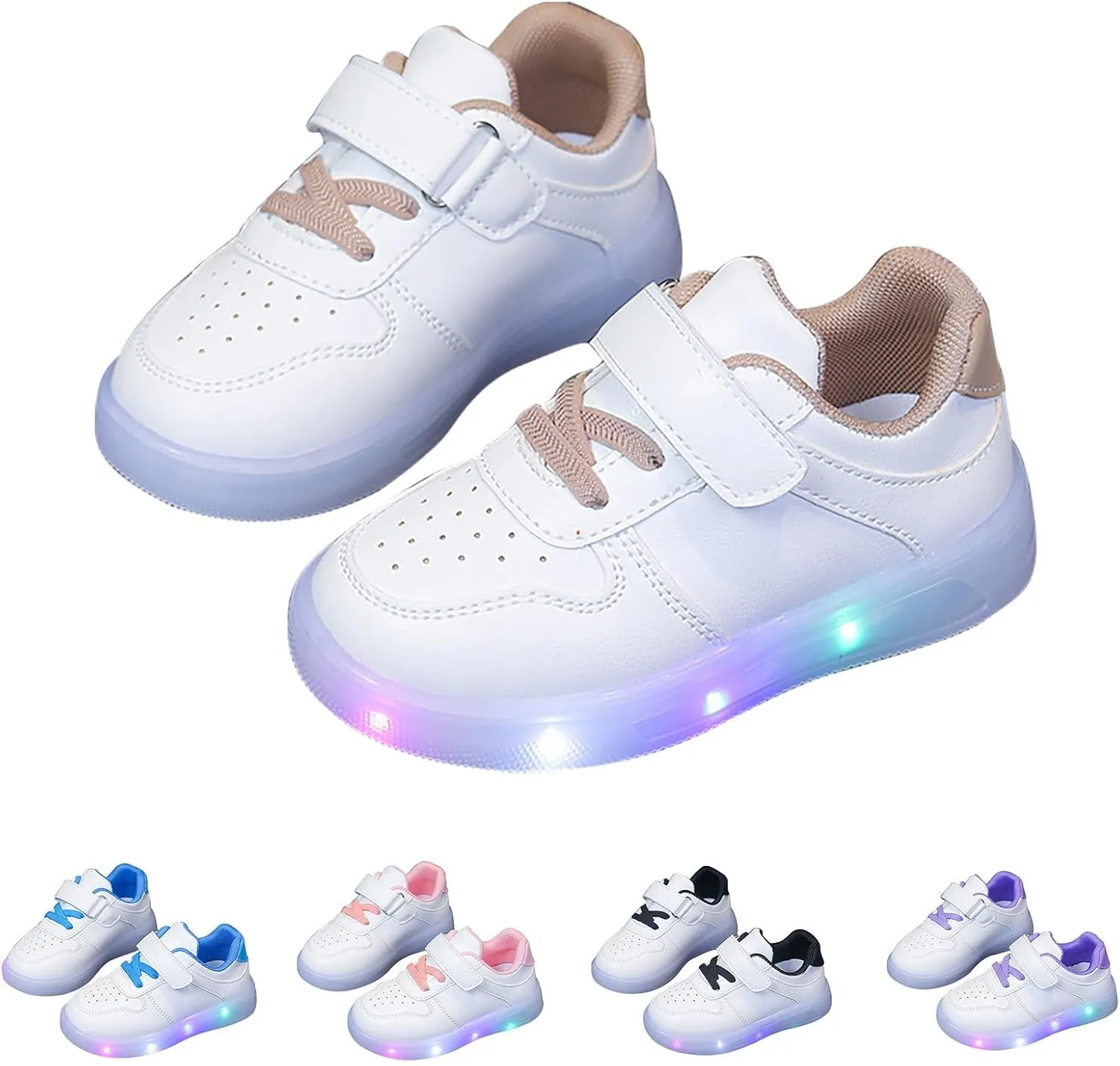 Kids Light Up Sneakers LED Flashing Tennis Shoes for Boys Girls Lightweight Breathable Walking Shoes for Toddler