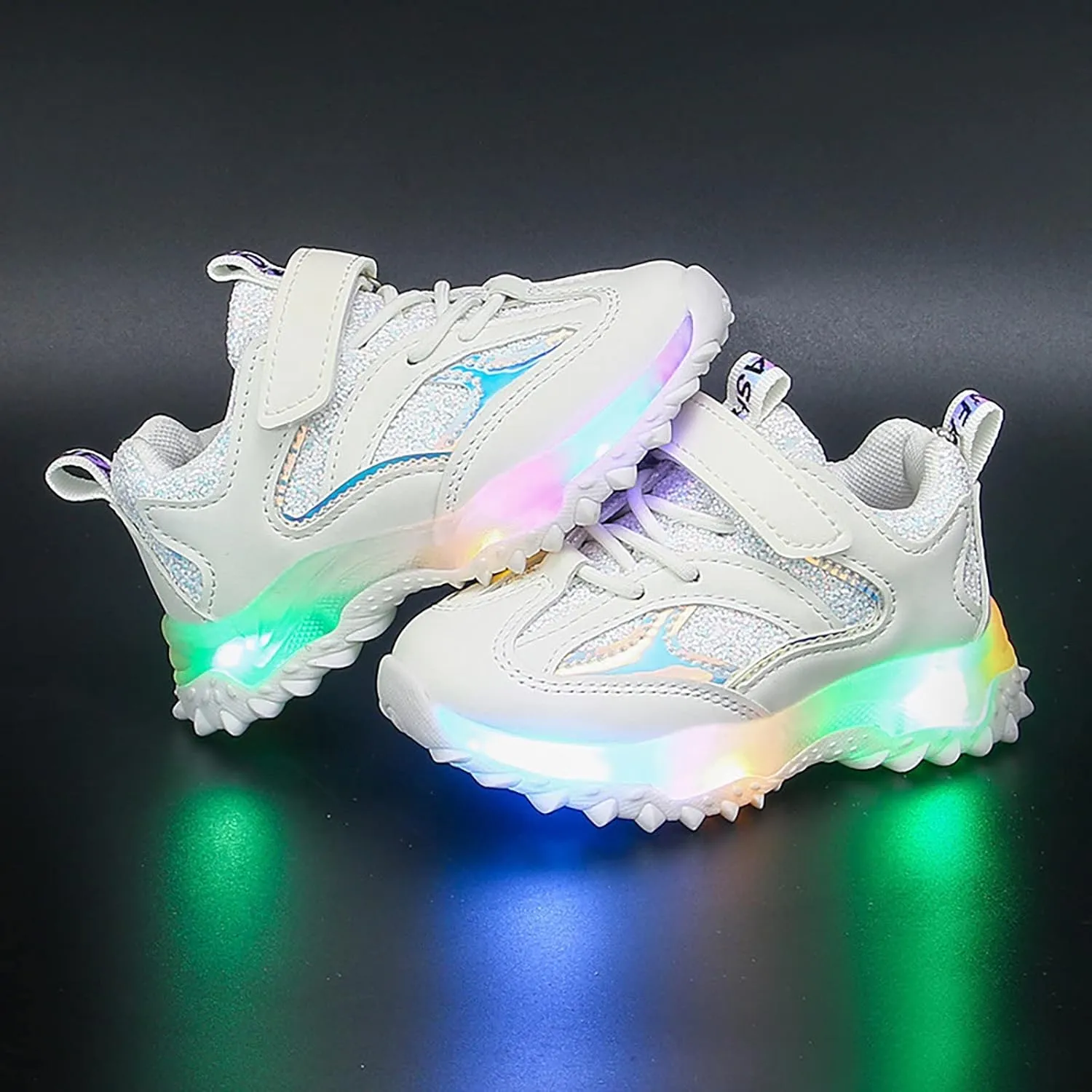 Kids Light Up Sneakers Unisex Boys Girls LED Cool Flashing Luminous Shoes Non Slip Lightweight Breathable Soft Sole