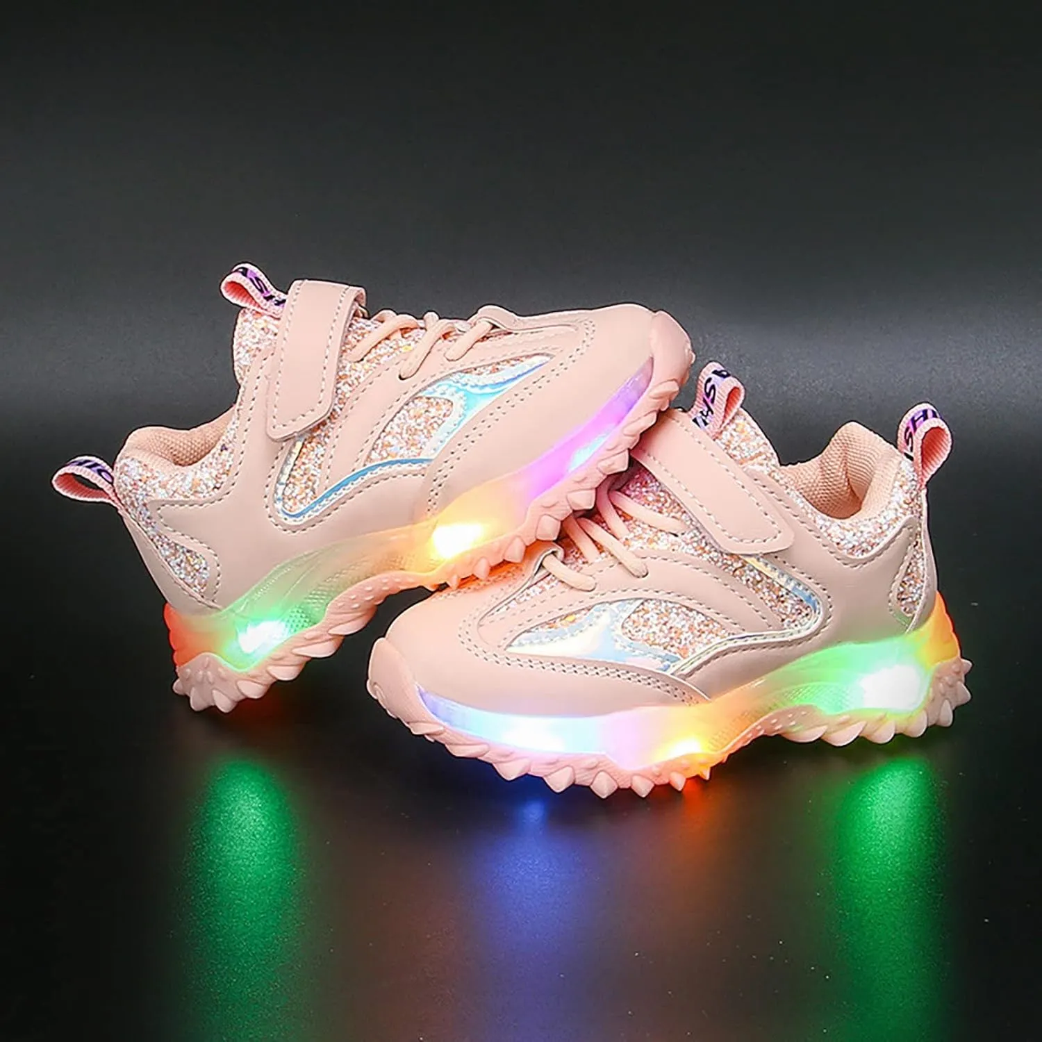 Kids Light Up Sneakers Unisex Boys Girls LED Cool Flashing Luminous Shoes Non Slip Lightweight Breathable Soft Sole