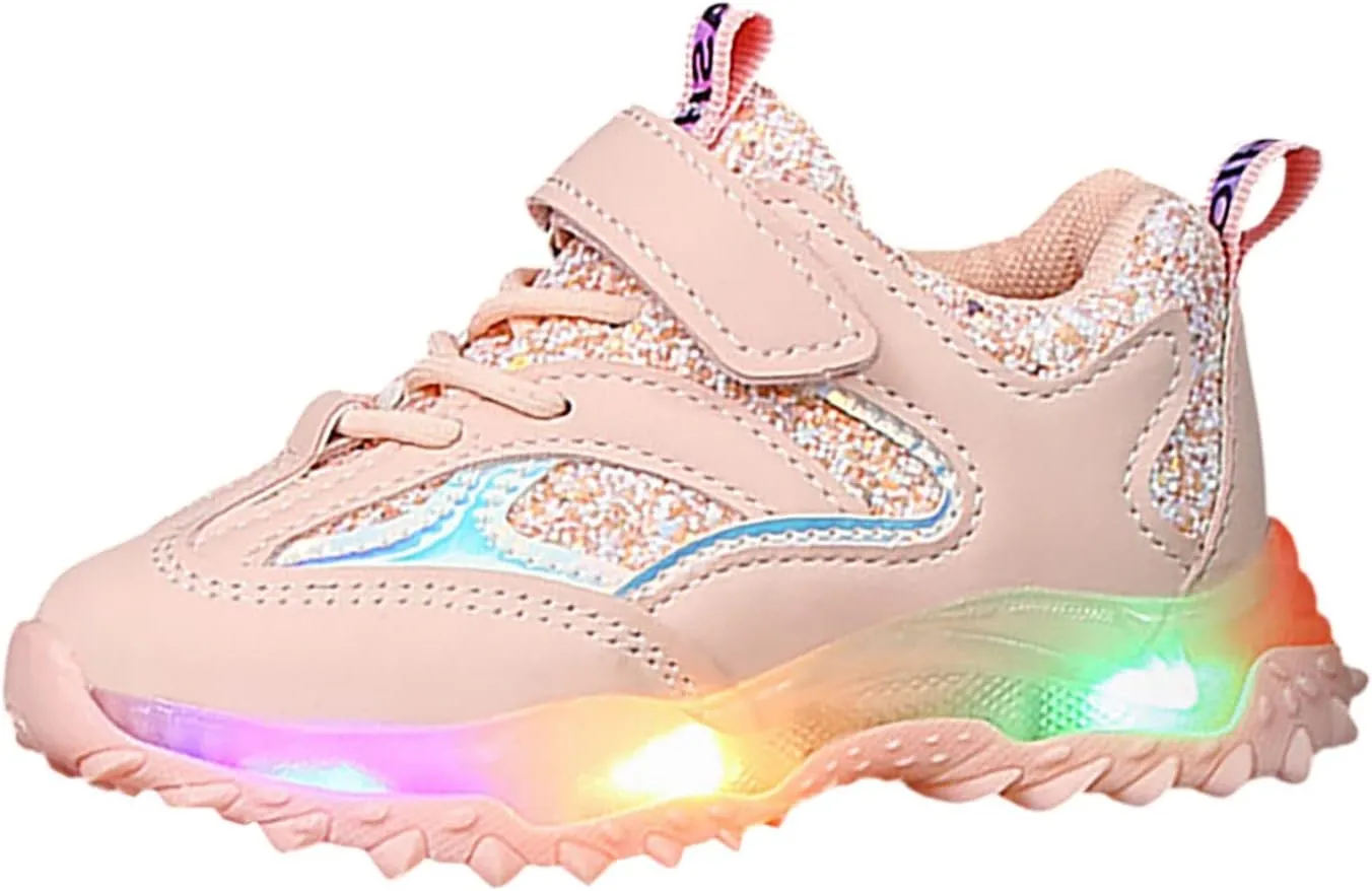Kids Light Up Sneakers Unisex Boys Girls LED Cool Flashing Luminous Shoes Non Slip Lightweight Breathable Soft Sole