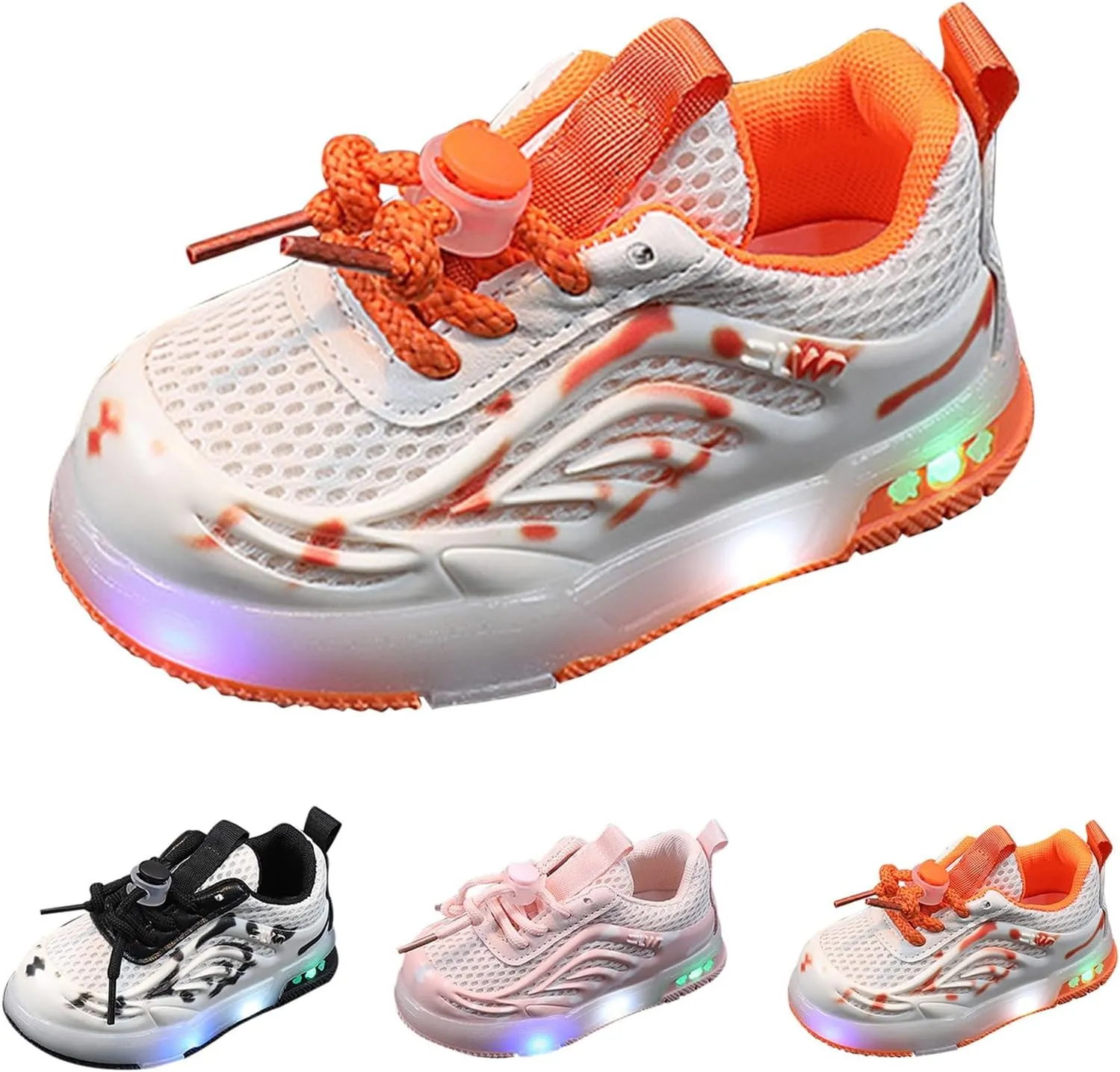 Kids Toddler Light Up Flashing Shoes Girls Boys Lightweight Breathable Flat Walking Sneaker with Girls Shoe Size 3