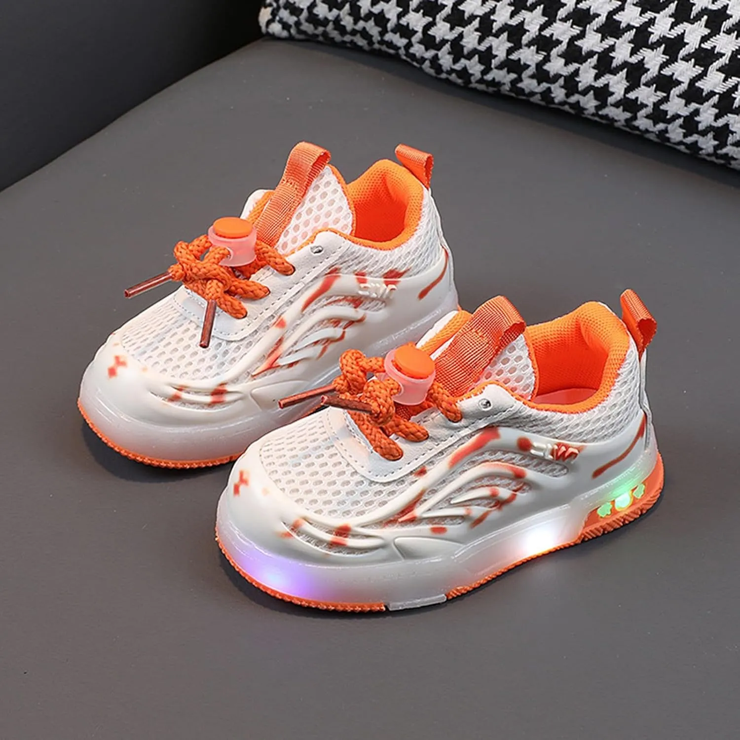 Kids Toddler Light Up Flashing Shoes Girls Boys Lightweight Breathable Flat Walking Sneaker with Girls Shoe Size 3