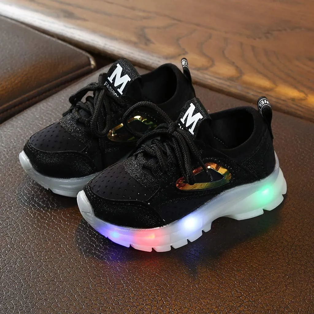Light Up Sport Shoes for Toddler, Boys Girls LED Flashing Lightweight Sneakers, Kids Comfortable Cute Hiking Shoes
