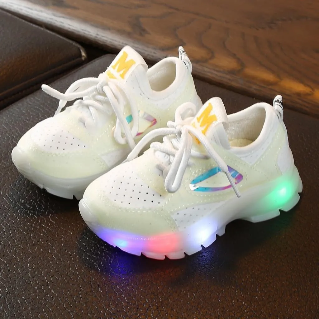 Light Up Sport Shoes for Toddler, Boys Girls LED Flashing Lightweight Sneakers, Kids Comfortable Cute Hiking Shoes