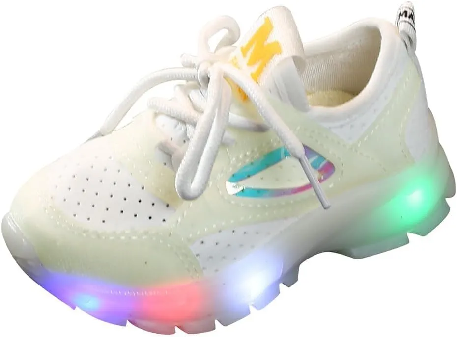 Light Up Sport Shoes for Toddler, Boys Girls LED Flashing Lightweight Sneakers, Kids Comfortable Cute Hiking Shoes