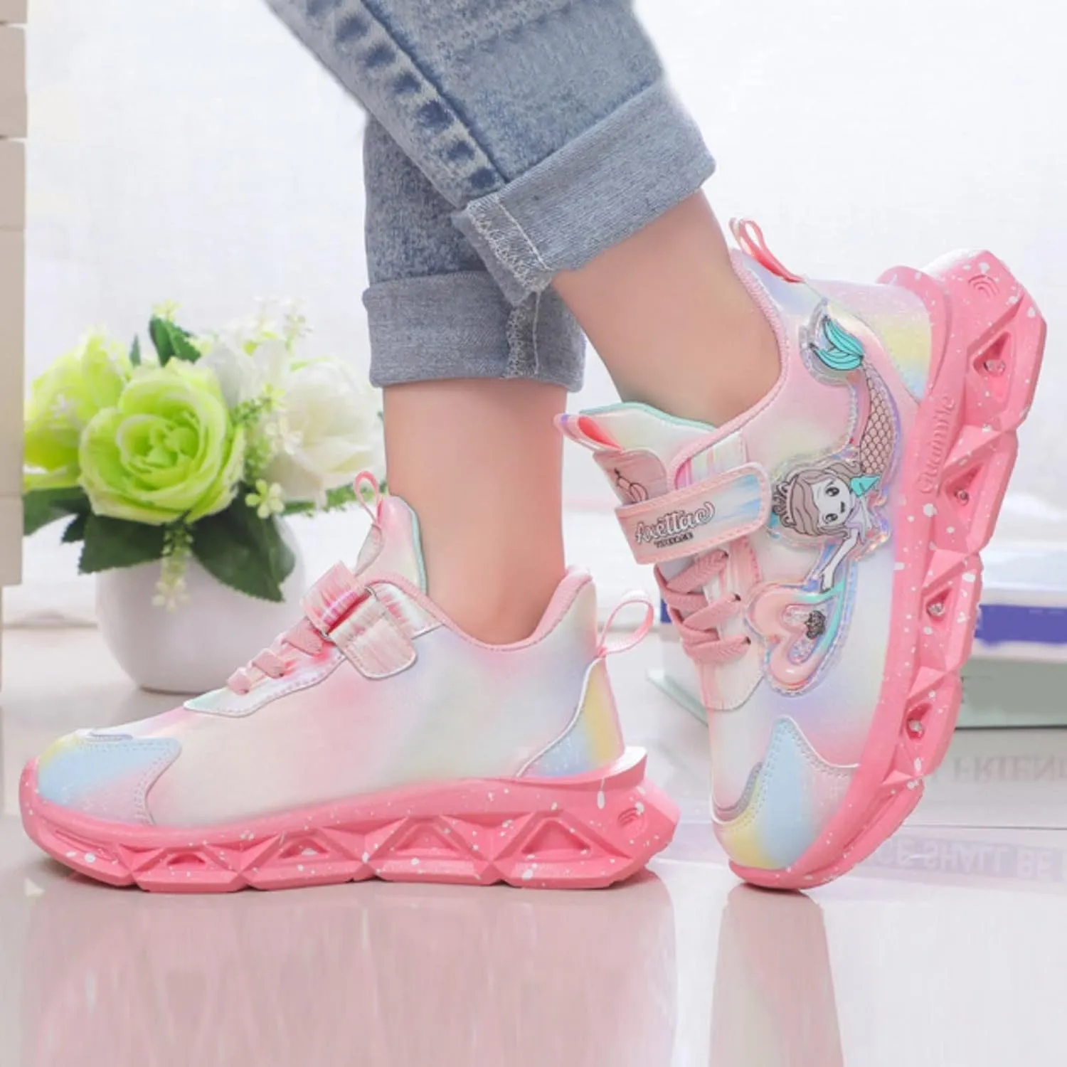 Light Up Toddler Boys Girls Shoes LED Flashing Lightweight Breathable Tennis Sport Athletic Sneakers for Kids
