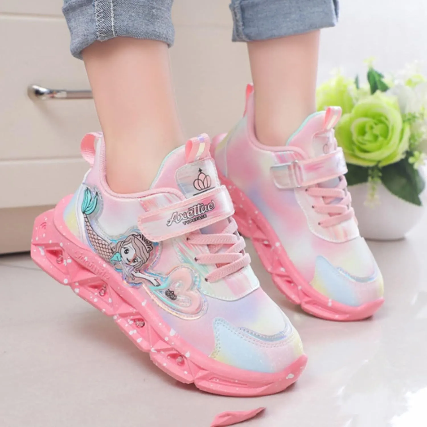 Light Up Toddler Boys Girls Shoes LED Flashing Lightweight Breathable Tennis Sport Athletic Sneakers for Kids