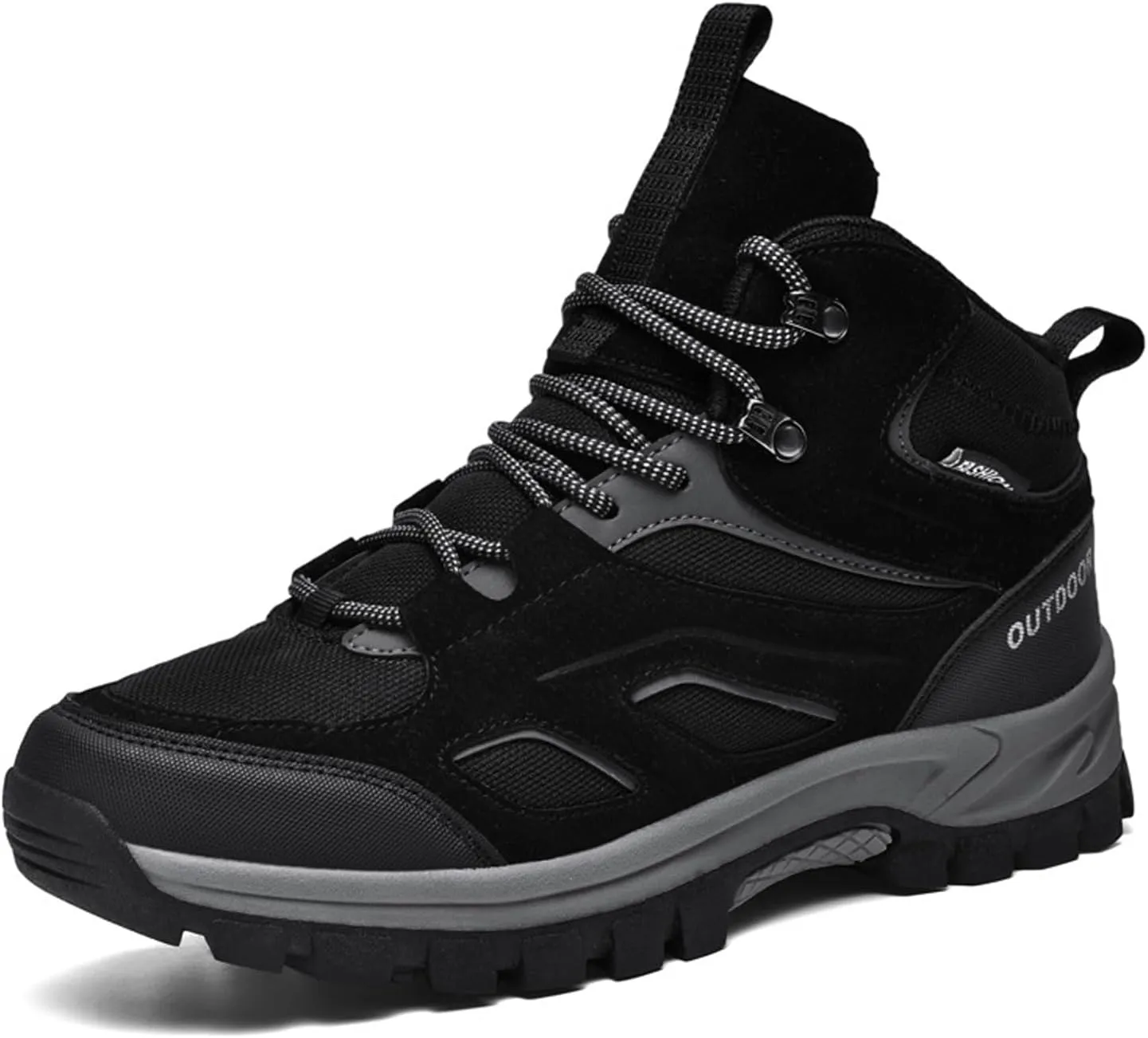 Men's Suede Stitching Outdoor Hiking Boots Comfortable Anti-Collision Round Toe Platform Non-Slip Hiking Outdoor Travel Tactical Boots Trekking Trail Shoes