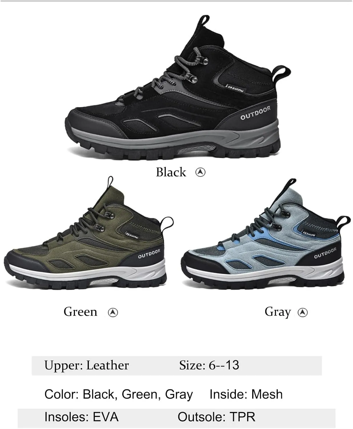 Men's Suede Stitching Outdoor Hiking Boots Comfortable Anti-Collision Round Toe Platform Non-Slip Hiking Outdoor Travel Tactical Boots Trekking Trail Shoes