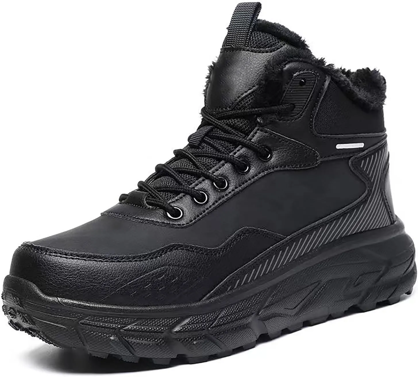 Men's Winter Waterproof Platform Hiking Snow Boots Lace Up Comfort Fur Lined Warm Ankle Boots Outdoor Lightweight Anti-Slip Work Booties
