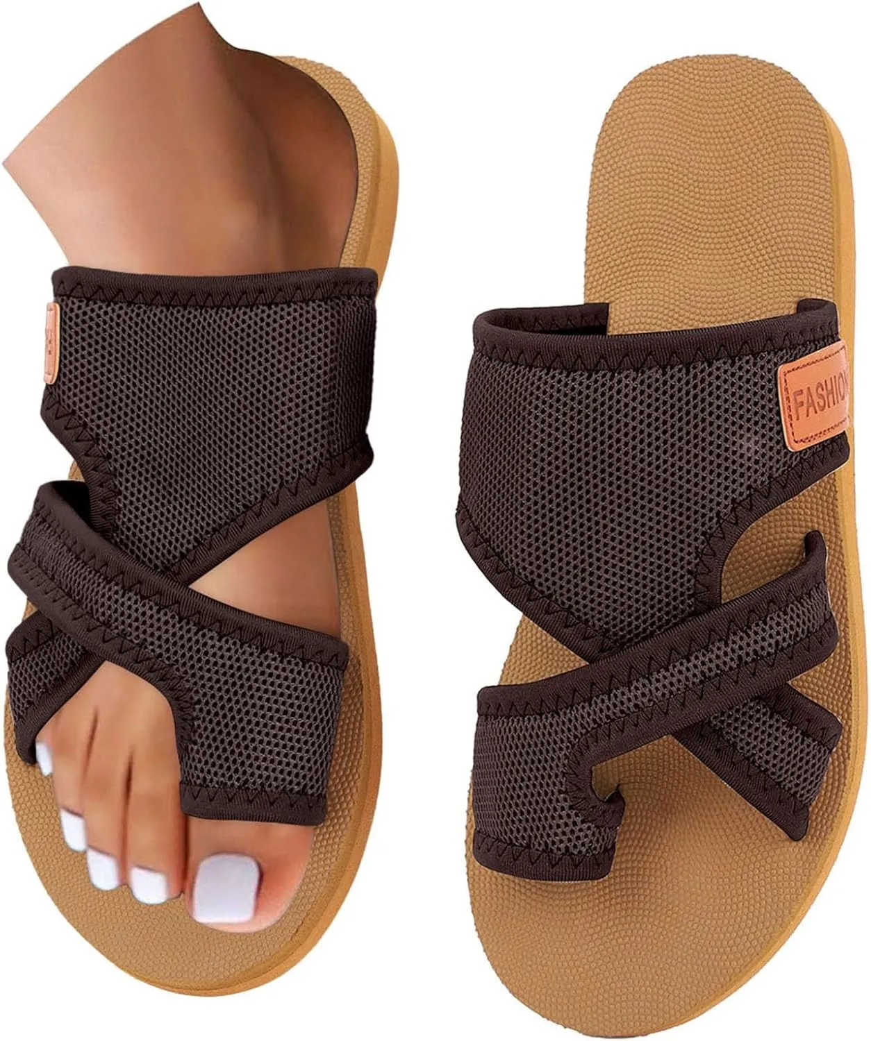 Mesh Sandals for Women,Breathable Mesh Flip Flops,Comfortable Open Toe Slippers Wide Width Beach Slip On Shoes with Arch Support Women's Orthopedic Flat Sandals 2025 Vacation Summer Slippers