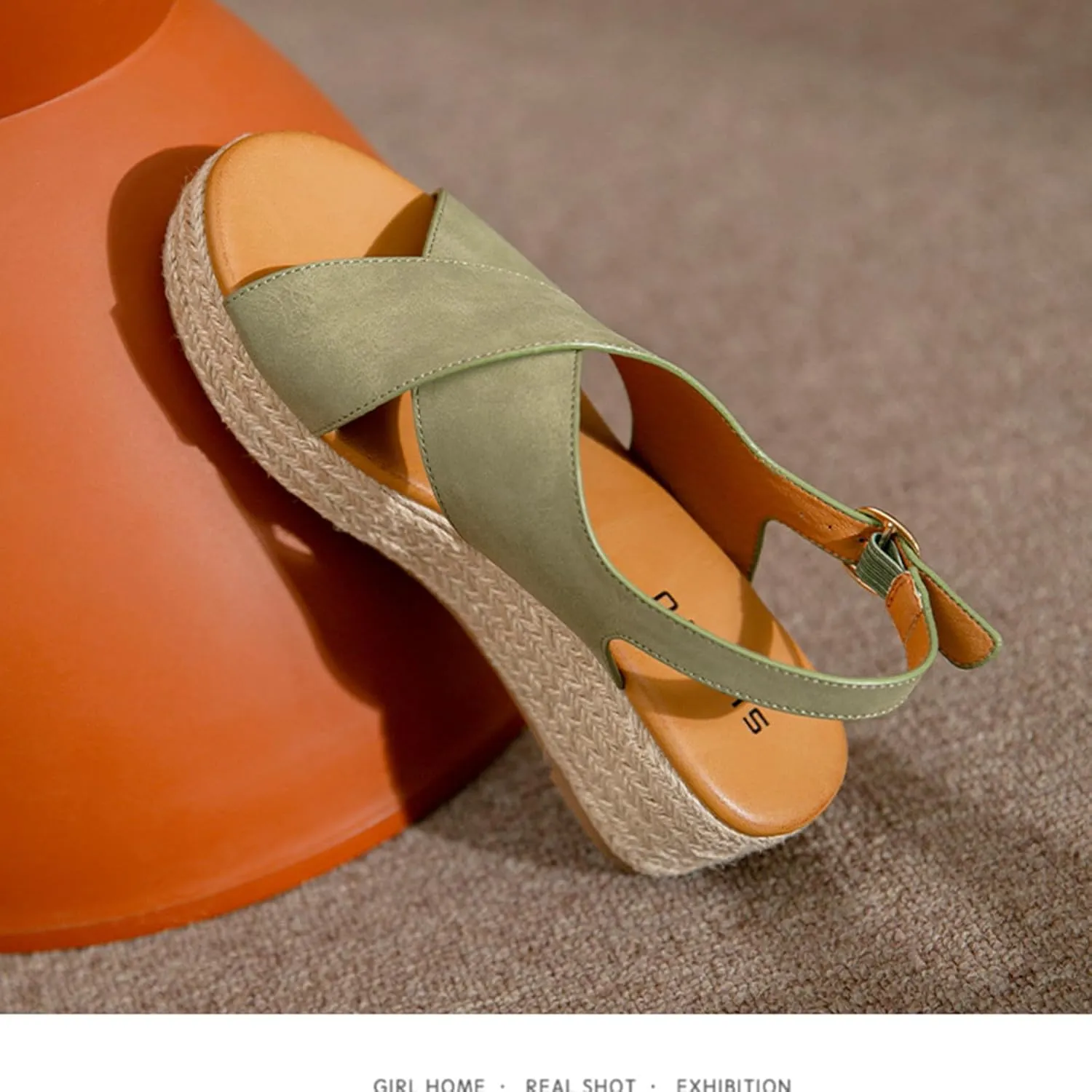 Open Toe Buckle Ankle Strap Espadrilles Platform Wedge Casual Sandal Espadille Wedge Braided Fishmouth Walking Beach Dressy Summer Shoes Comfortable Sponge Cake Breathable Outdoor Travel Sandal