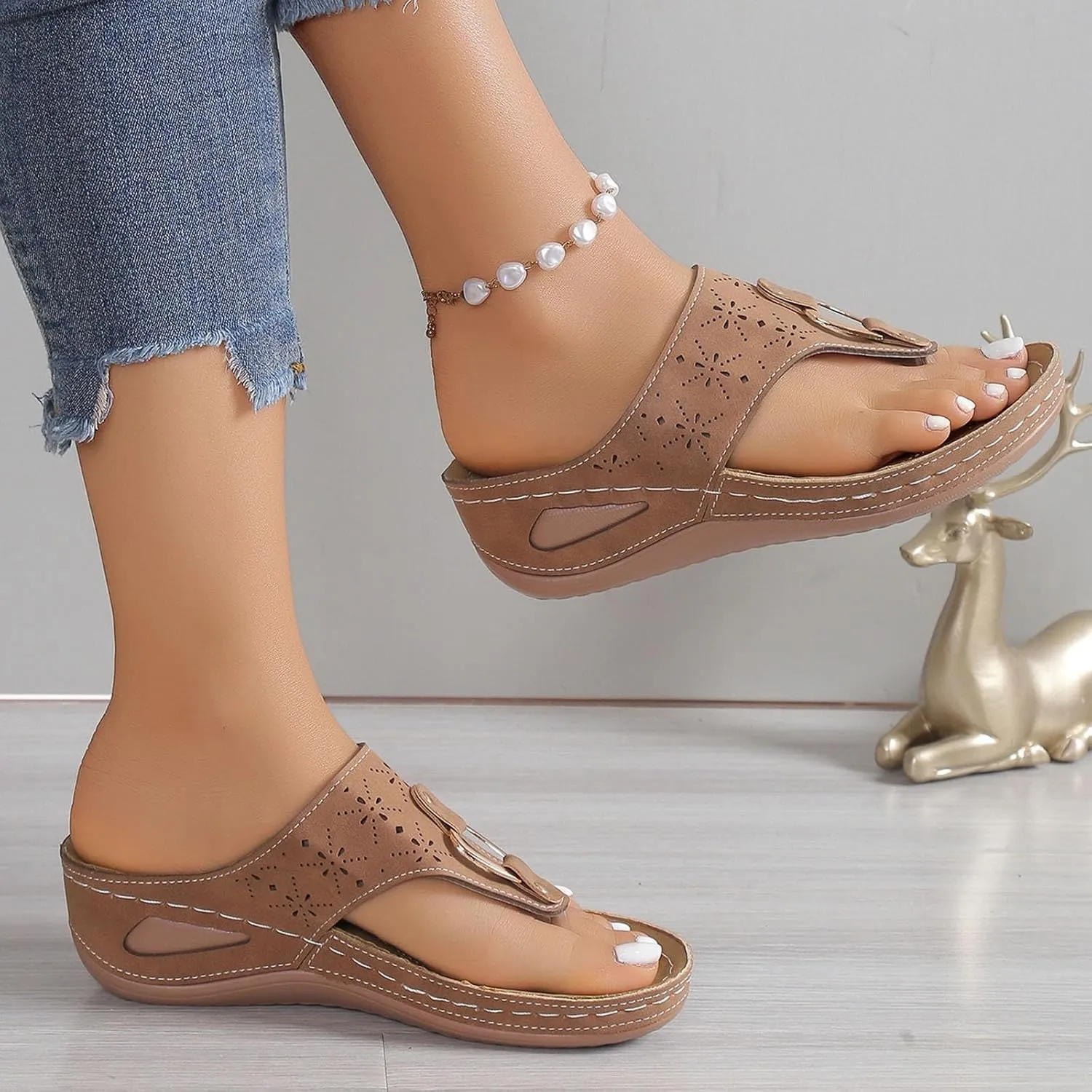 Orthopedic Sandals for Women 2025 Spring Platform Sandal Fashion Wedges Slip On Flip Flops Casual Comfortable Open Toe Dressy Summer Beach Shoes for Vacation