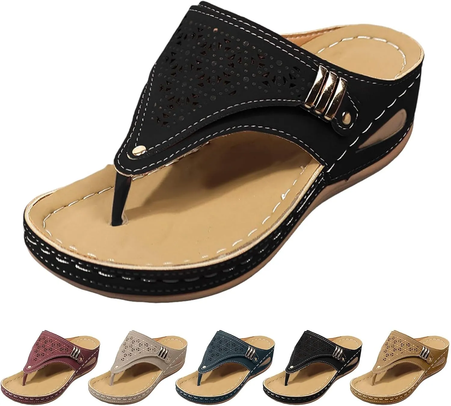 Orthopedic Sandals for Women, Women Dressy Comfortable Walking Sandals Arch Support Casual Hollow Out Sandal Slip On Summer Shoes Breathable Mesh Sports Sandal 2025 Flip Flops