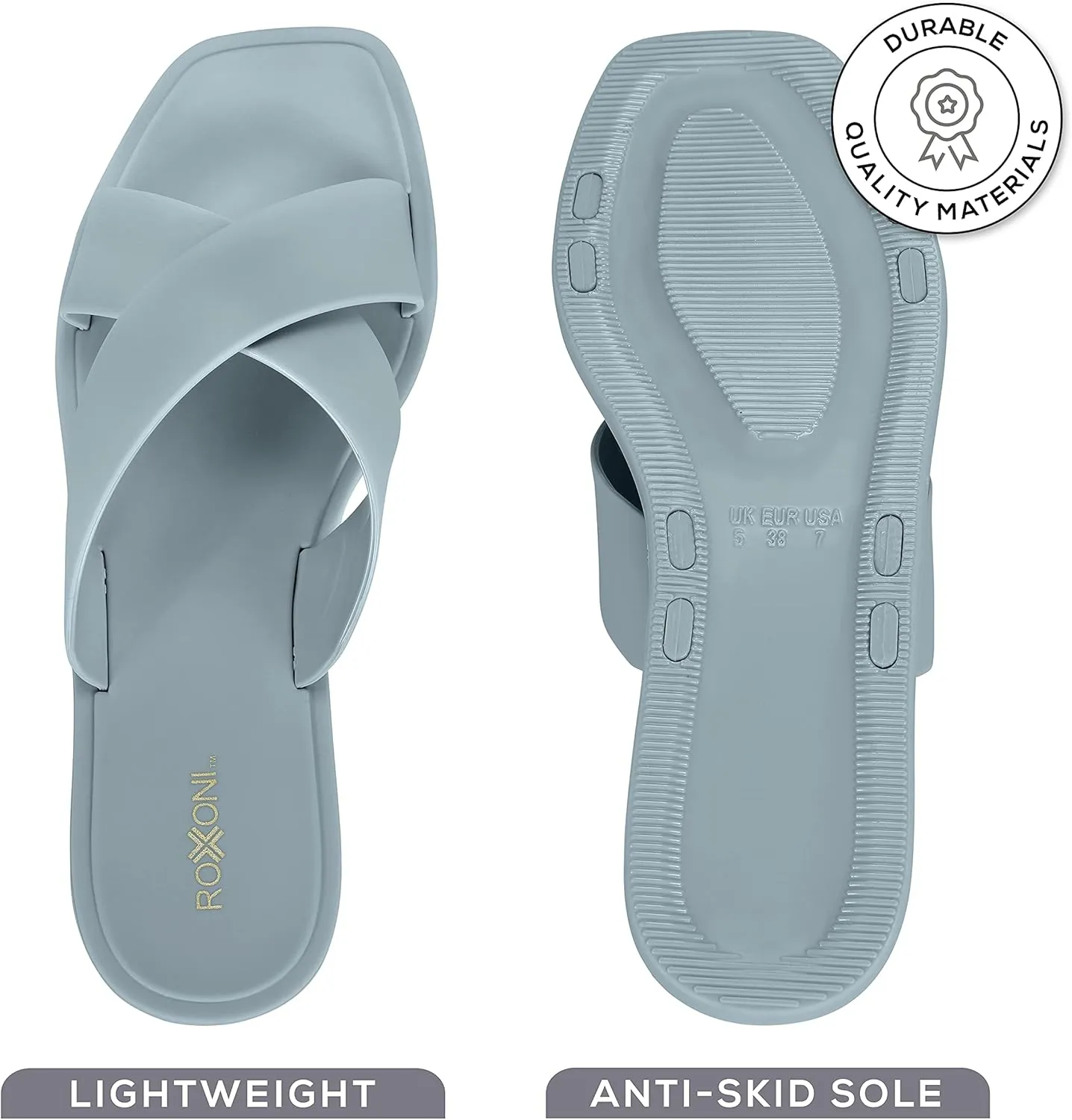 Roxoni Women Slippers Shower Pool Sandals Criss Cross Bathroom Quick Drying Slippers