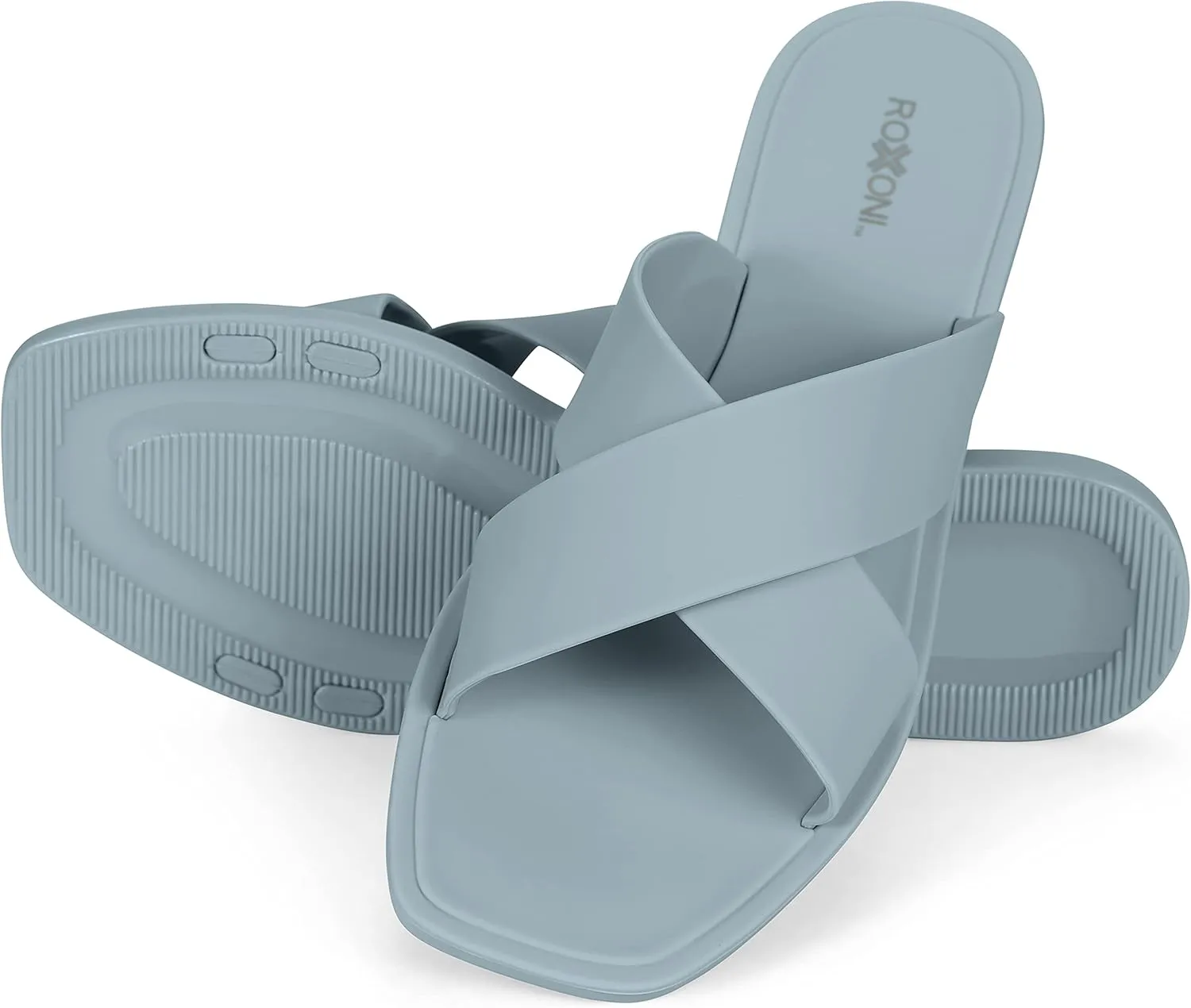 Roxoni Women Slippers Shower Pool Sandals Criss Cross Bathroom Quick Drying Slippers