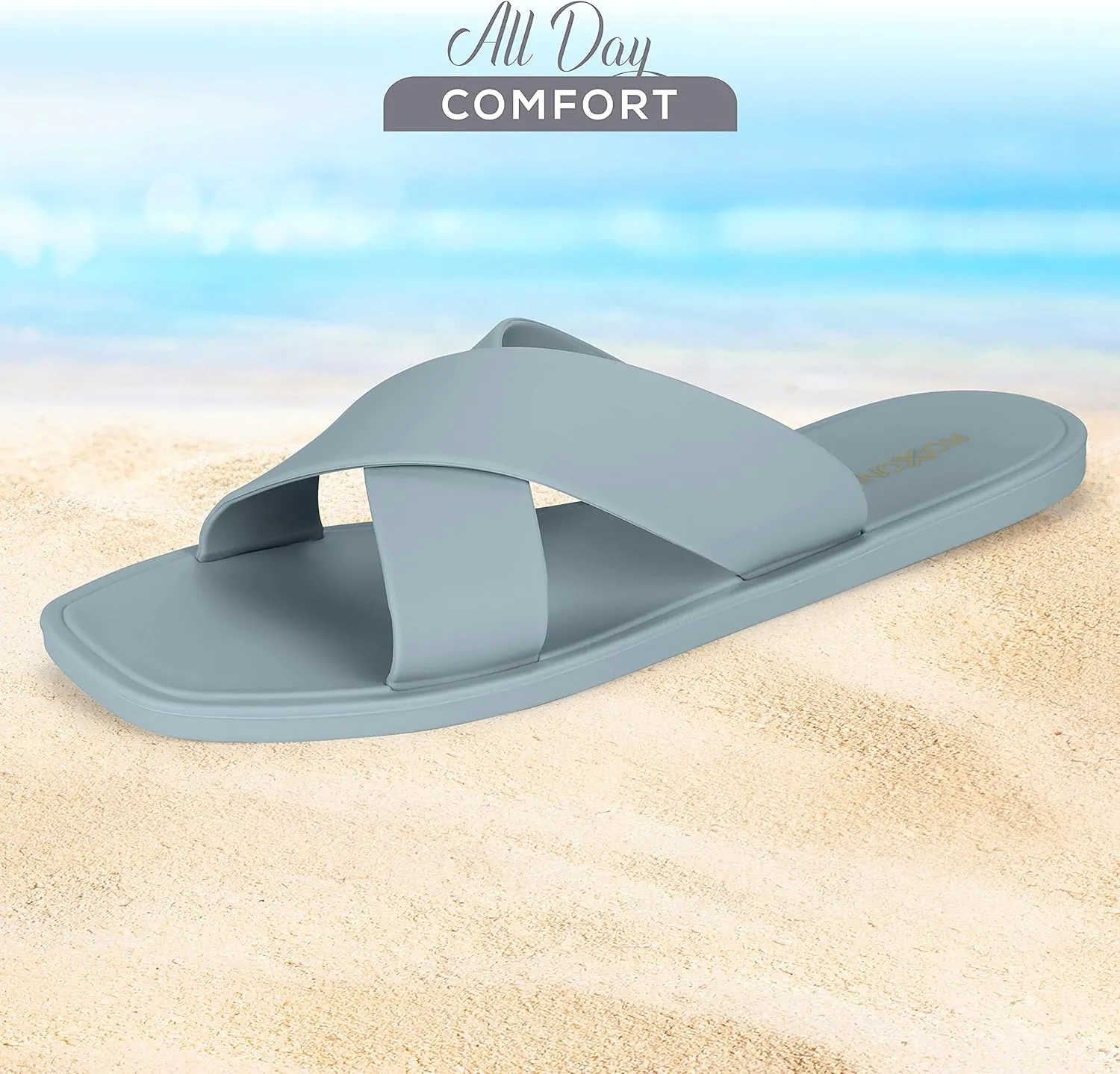 Roxoni Women Slippers Shower Pool Sandals Criss Cross Bathroom Quick Drying Slippers