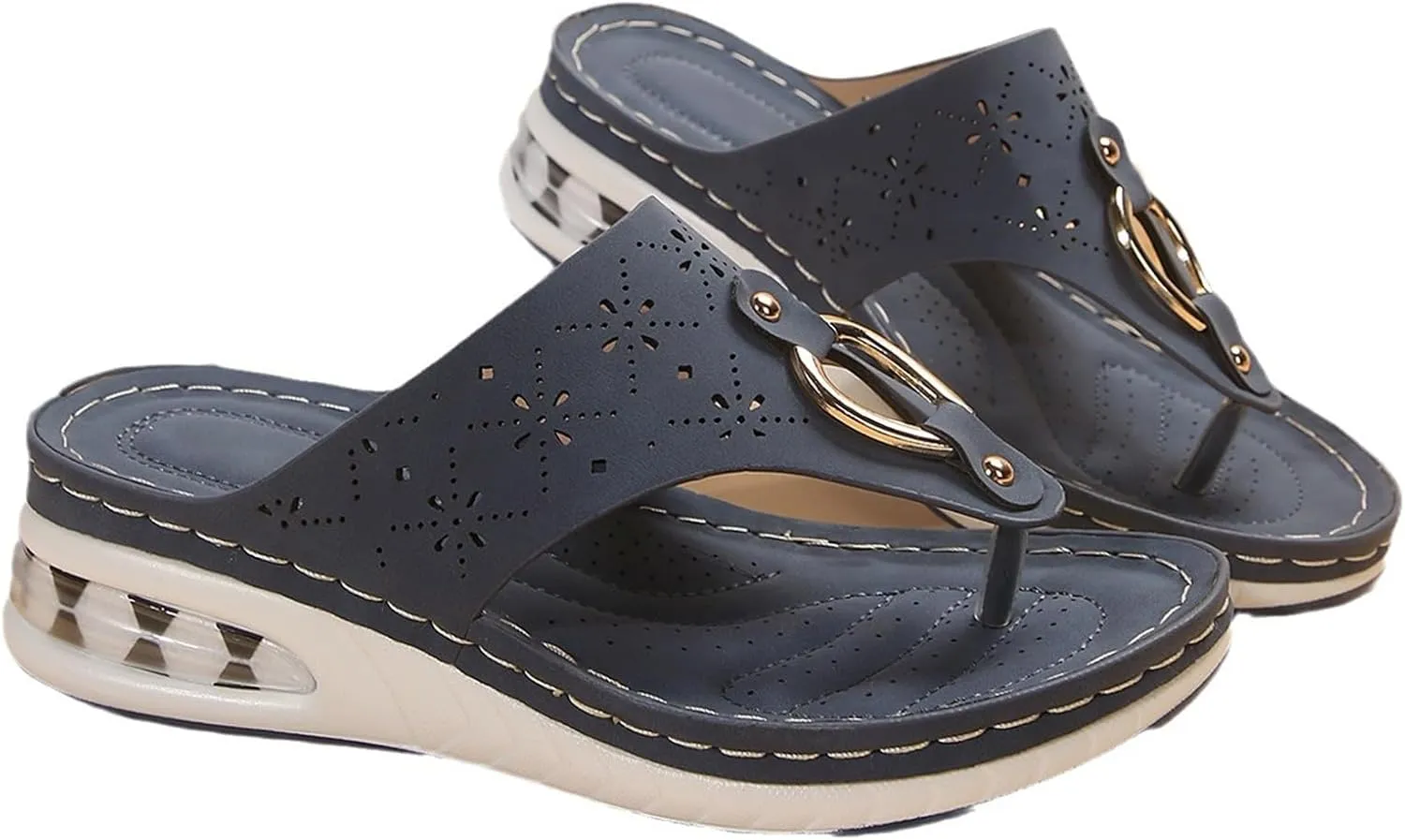 Sandals for Women Wedge Shoes Comfortable Orthopedic with Arch Support Flip Flops Sandals Comfort Comfortable Beach Dressy Summer Slippers Casual Walking Split Toed Thong Wedges Sandal