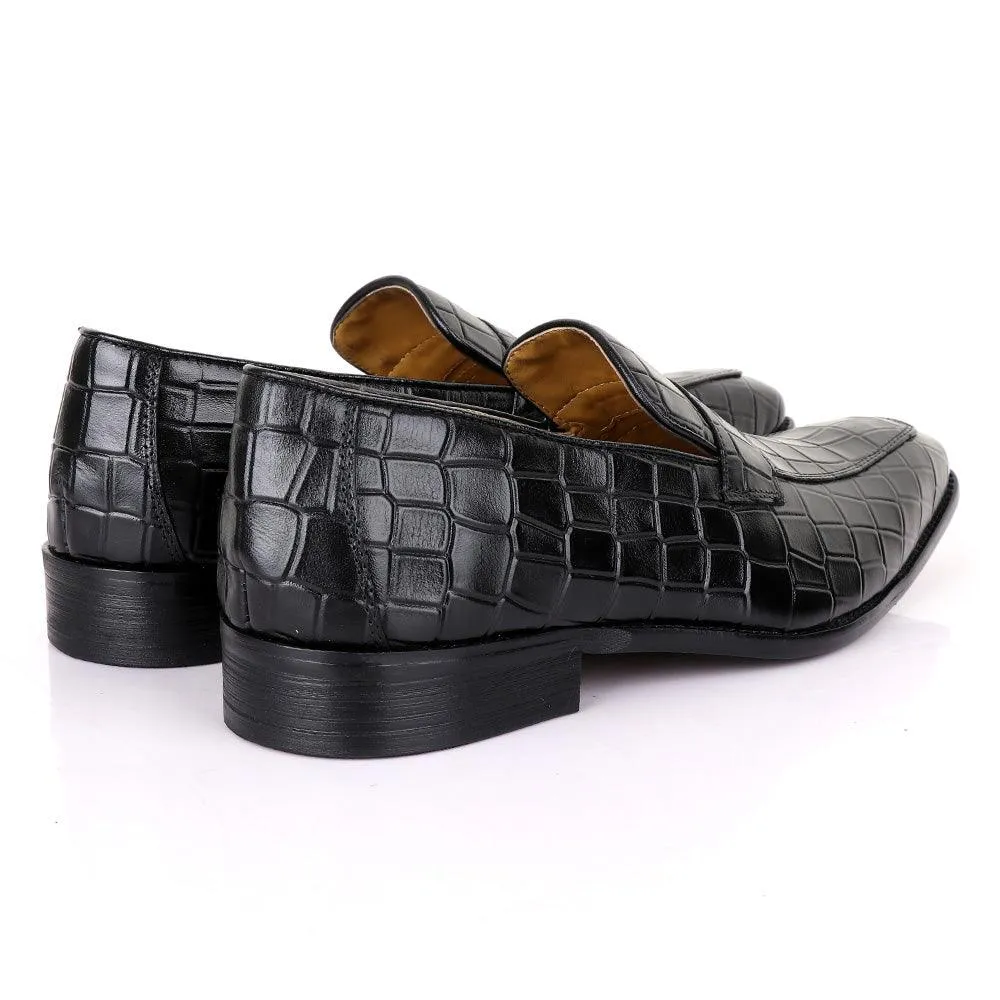 Terry Taylors Croc Black Leather Formal Shoe