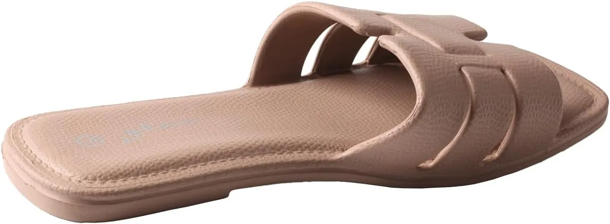 TMA EYES Women's Open Toe Flat Slippers Fashion Beach Slides for Summer
