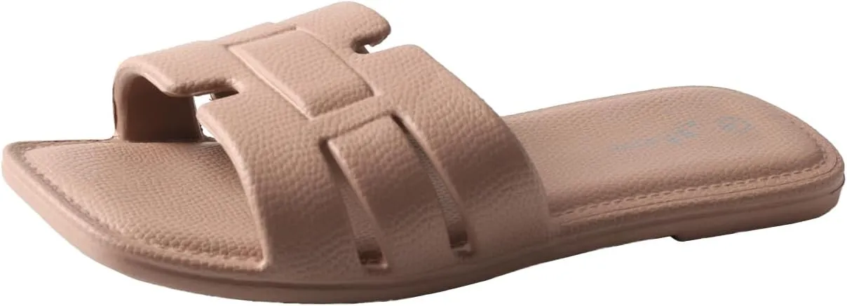 TMA EYES Women's Open Toe Flat Slippers Fashion Beach Slides for Summer