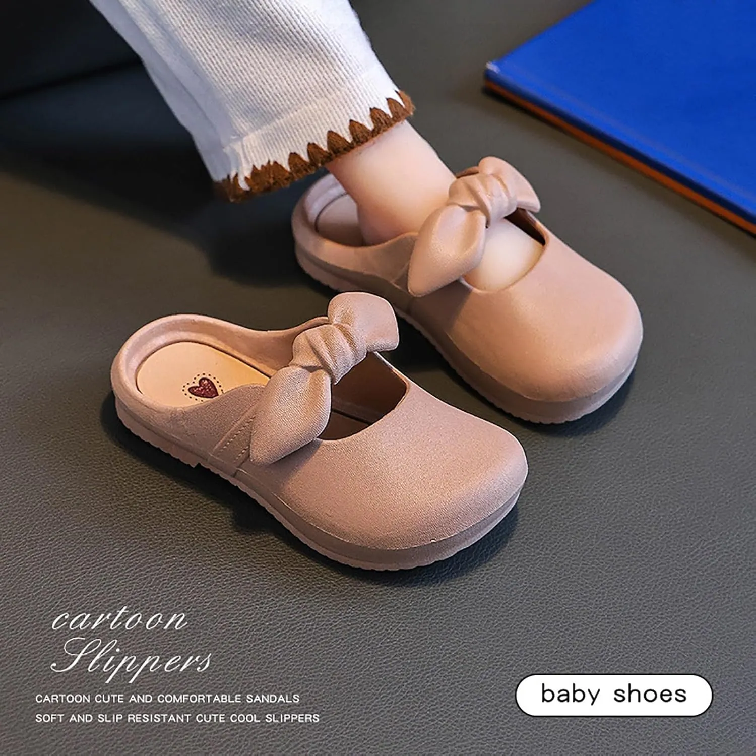 Toddler Girls Garden Clogs Shoes Closed Toe Flat Slippers with Bow Non-Slip Beach/Pool Slides Kids Summer Slippers