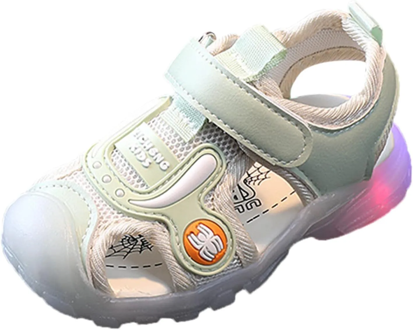 Toddler Kids Closed Toe Light Up Sport Sandals Cute Breathable Lightweight Outdoor Play Casual Athletic Sport Shoes