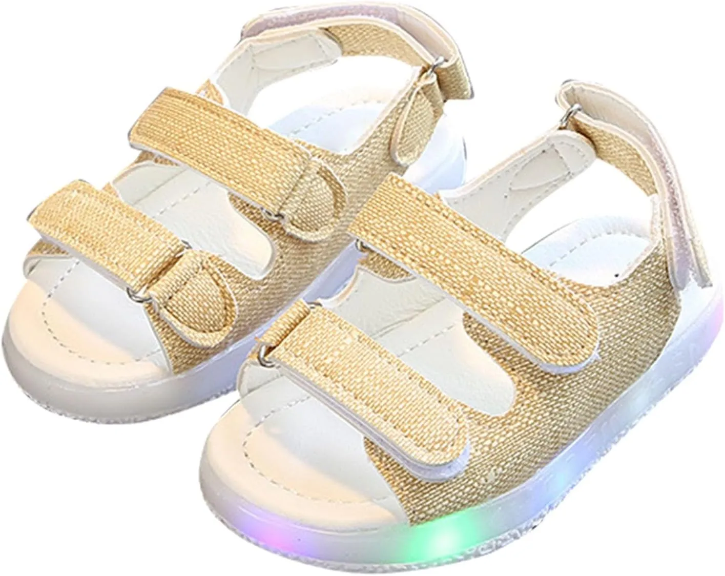 Toddler LED Light Up Sandals, Kids Slip On Non Slip Adjustable Strap Open Toe Beach Water Shoes for Girls Boys