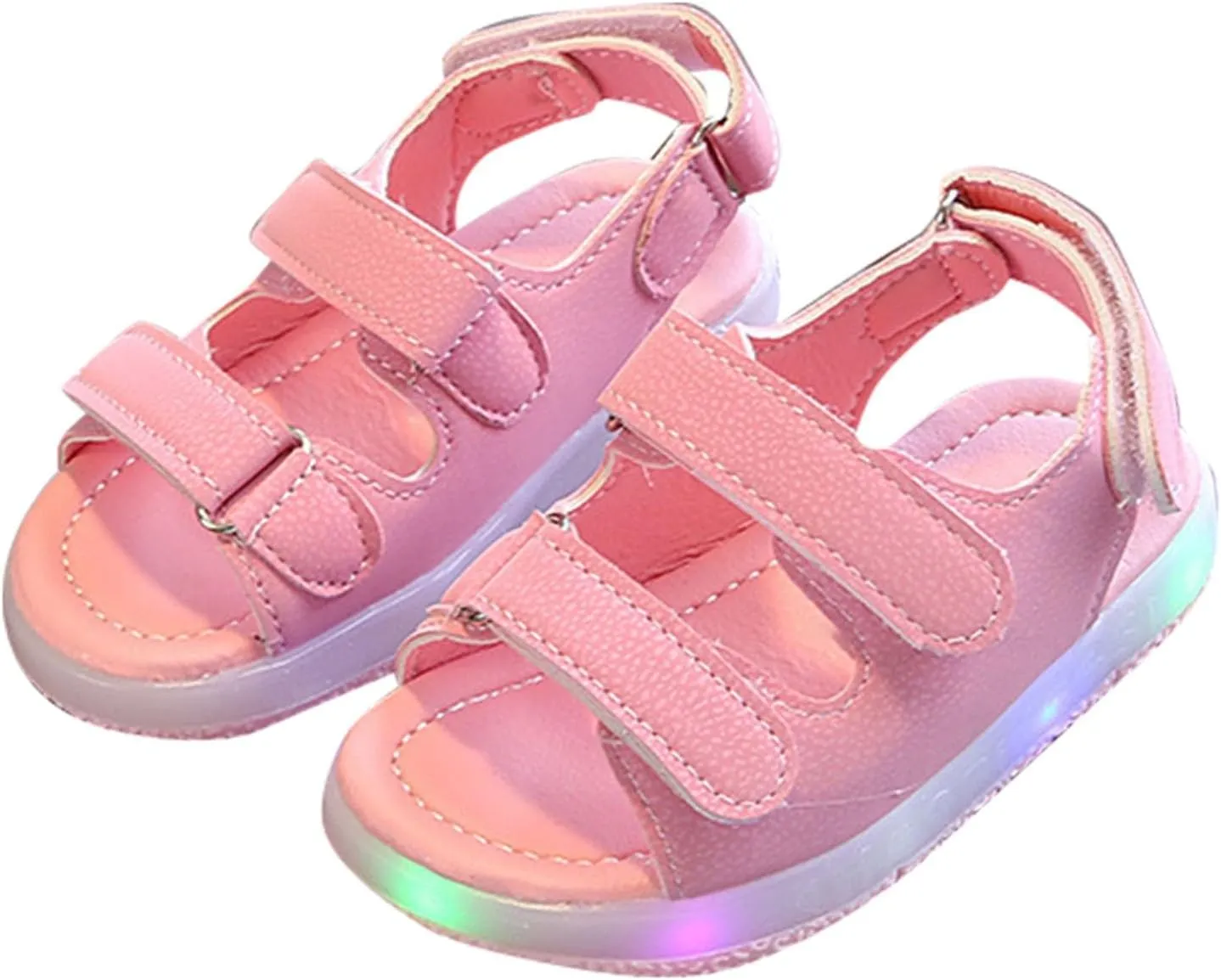 Toddler LED Light Up Sandals, Kids Slip On Non Slip Adjustable Strap Open Toe Beach Water Shoes for Girls Boys