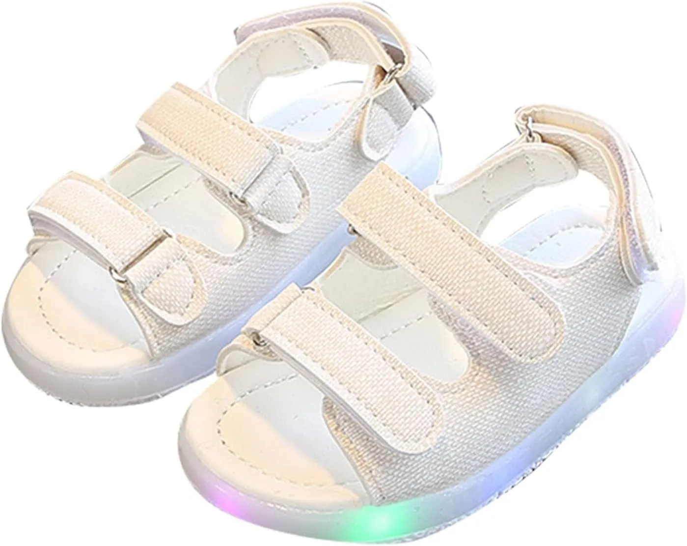 Toddler LED Light Up Sandals, Kids Slip On Non Slip Adjustable Strap Open Toe Beach Water Shoes for Girls Boys