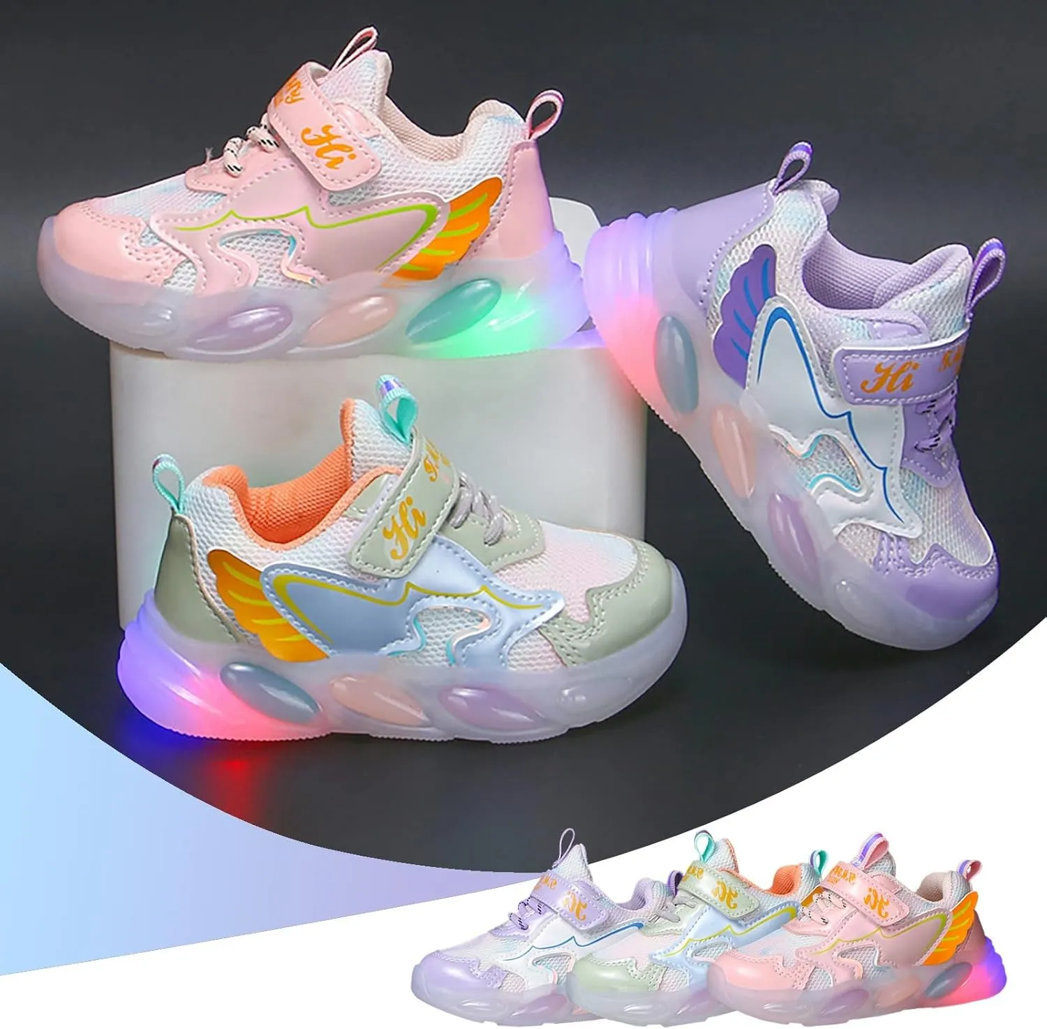 Toddler Light Up Shoes Boys Girls Kids Breathable LED Glowing Luminous Tennis Sneakers for Outdoor Running Sport