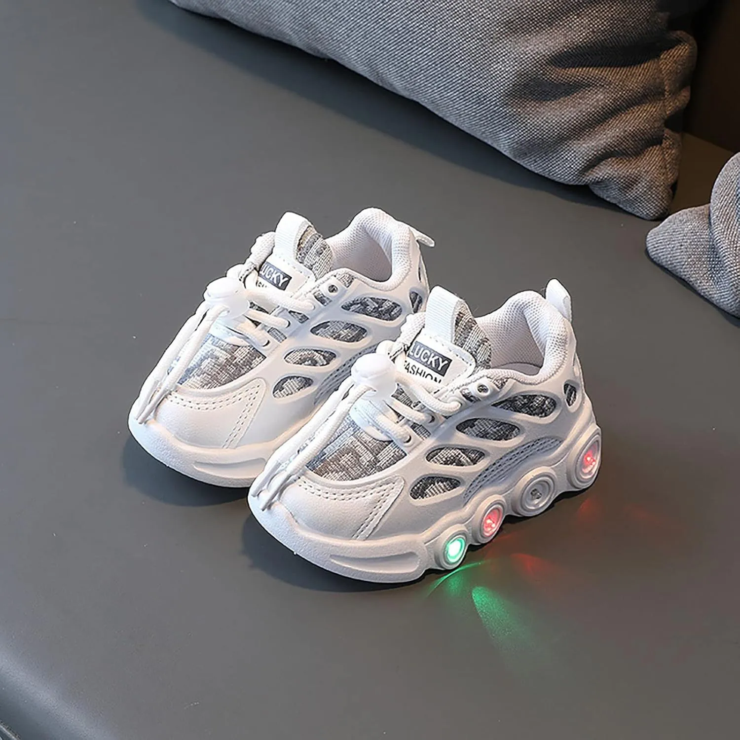 Toddler Light Up Sneakers Kids Athletic Sport Walking Shoes with Adjustable Strap for Girls Boys Casual Shoes
