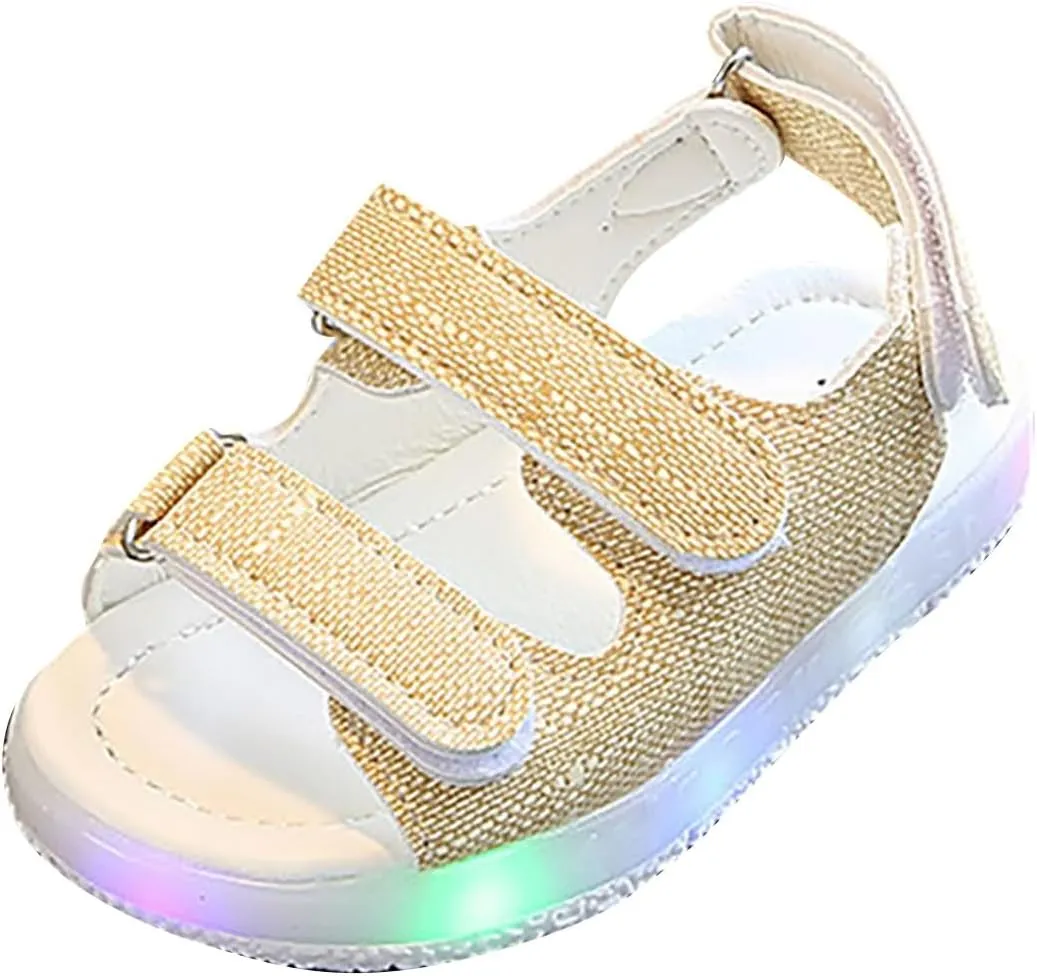 Toddler Luminous Sandals Little Girls Boys Light Up Summer Outdoor Sport Play Shoes Open Toe Lightweight Non Slip