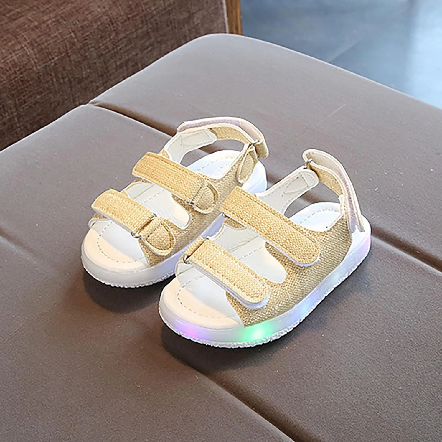 Toddler Luminous Sandals Little Girls Boys Light Up Summer Outdoor Sport Play Shoes Open Toe Lightweight Non Slip