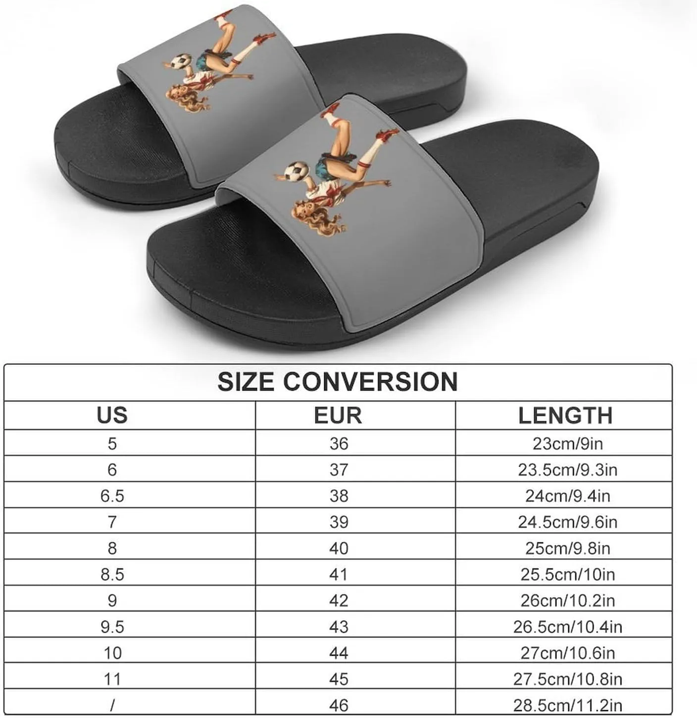 Vintage Pinupgirl Playing Soccer Funny Slippers Slides Sandals Shower Home House Shoes Non Slip Soft Sole Shoe For Men Women Bathroom