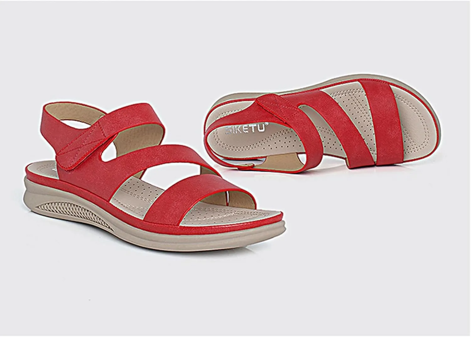 Women Dressy Summer Comfortable Open Toe Flat Sandals with Arch Support Dress Summer Casual Comfort Ankle Strap Sandals Walking Orthotic Breathable Lightweight Flats Shoes Outdoor Going Out Footwear