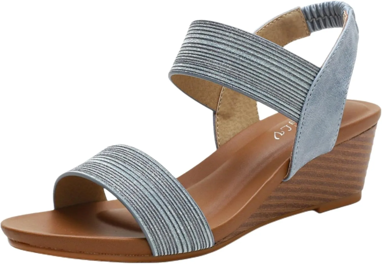 Women Dressy Summer Comfortable Open Toe Wedge Sandals Low Heel Casual Comfy Cute Beach Elastic Strap Shoes Wedding Work Office Fashion Trendy Sandal Lightweight Breathable Outdoor Sandals