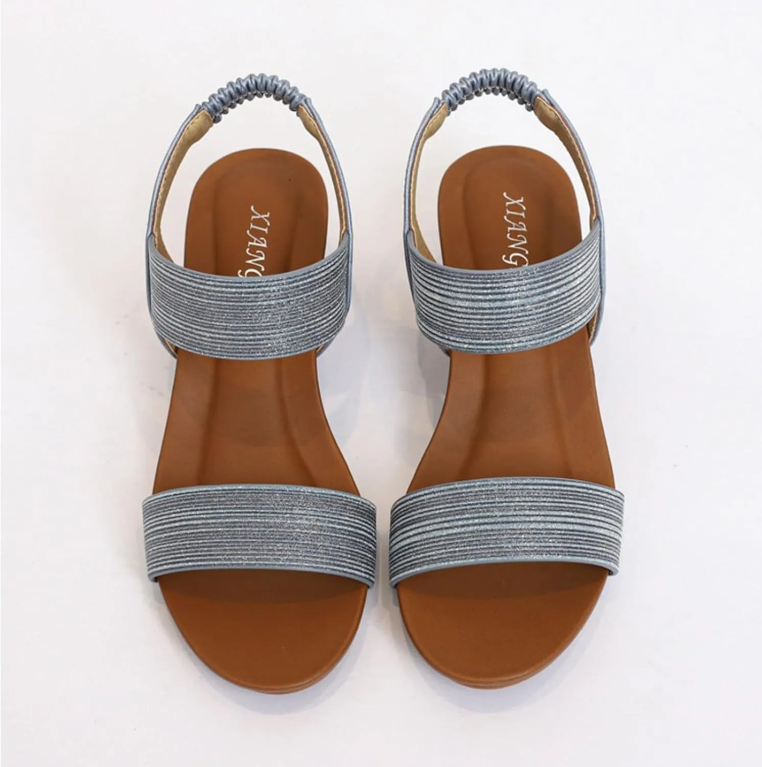 Women Dressy Summer Comfortable Open Toe Wedge Sandals Low Heel Casual Comfy Cute Beach Elastic Strap Shoes Wedding Work Office Fashion Trendy Sandal Lightweight Breathable Outdoor Sandals