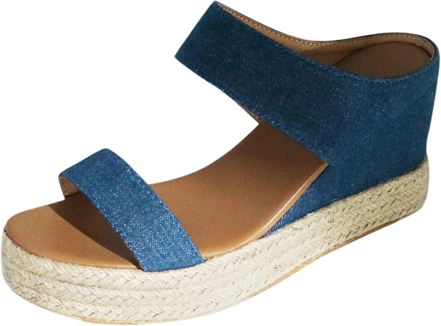 Women Slip On Espadrilles Platform Wedge Sandals Slide Open Toe Espadrille Flatform Wedges Casual Sandal Dressy Summer Comfort Breathable Outdoor Walking Shoes Beach Wedding Slippers