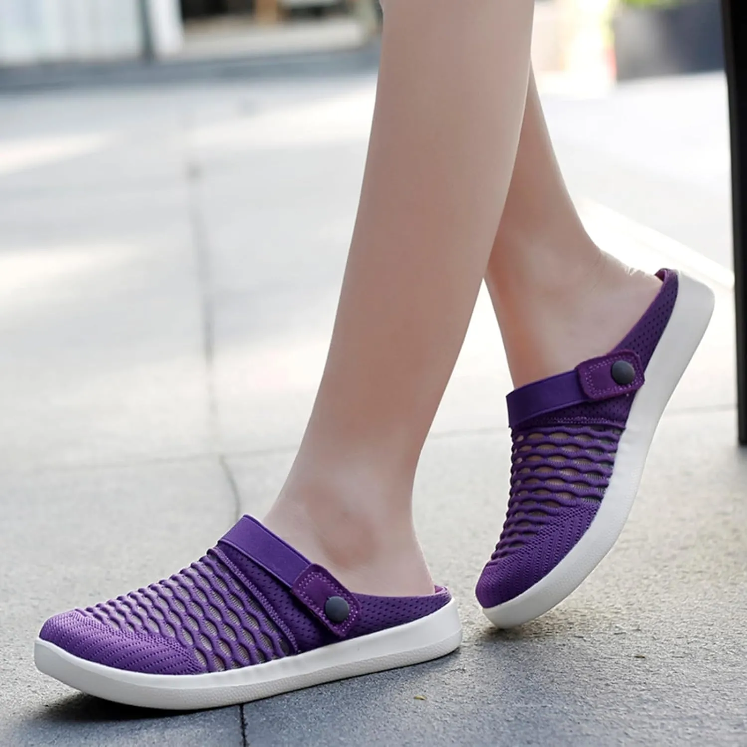 Womens Clogs Mules for Nurse Shoes Slip On Garden Work Close Toe Wide Width Summer Breathable Mesh Slippers Non-Slip Outdoor Beach Sandals Casual Lightweight Going Out Slippers Footwear