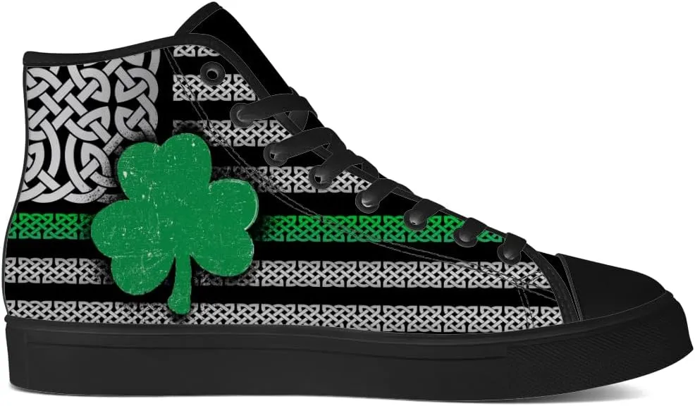Women's Men's Irish Flag High Tops St Patricks Day Canvas Shoes Shamrock High Top Sneakers Lace Up Casual Shoes Gifts for Him Her