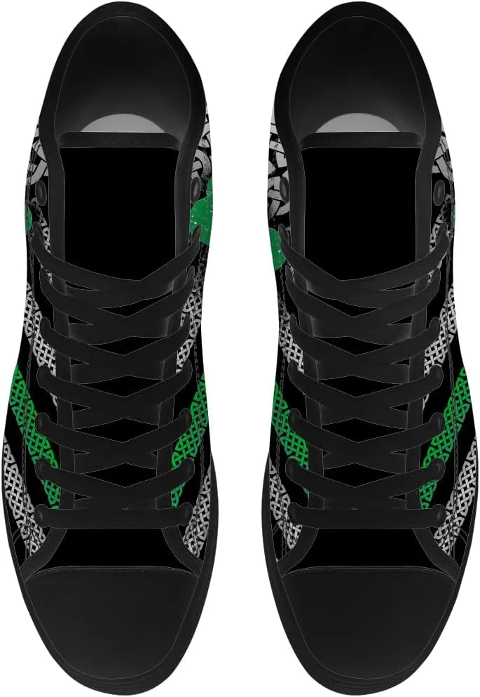 Women's Men's Irish Flag High Tops St Patricks Day Canvas Shoes Shamrock High Top Sneakers Lace Up Casual Shoes Gifts for Him Her