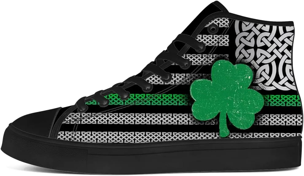 Women's Men's Irish Flag High Tops St Patricks Day Canvas Shoes Shamrock High Top Sneakers Lace Up Casual Shoes Gifts for Him Her