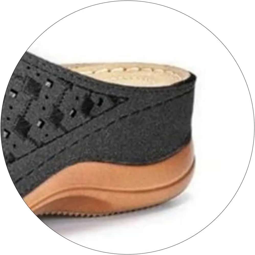 Womens Sandals Wedge Comfortable Orthopedic Wedge Sandals Women Slip on Low Heel Platform Sandal with Arch Support Summer Casual Walking Flat Slippers Ortho Comfort Lightweight Trendy Slippers