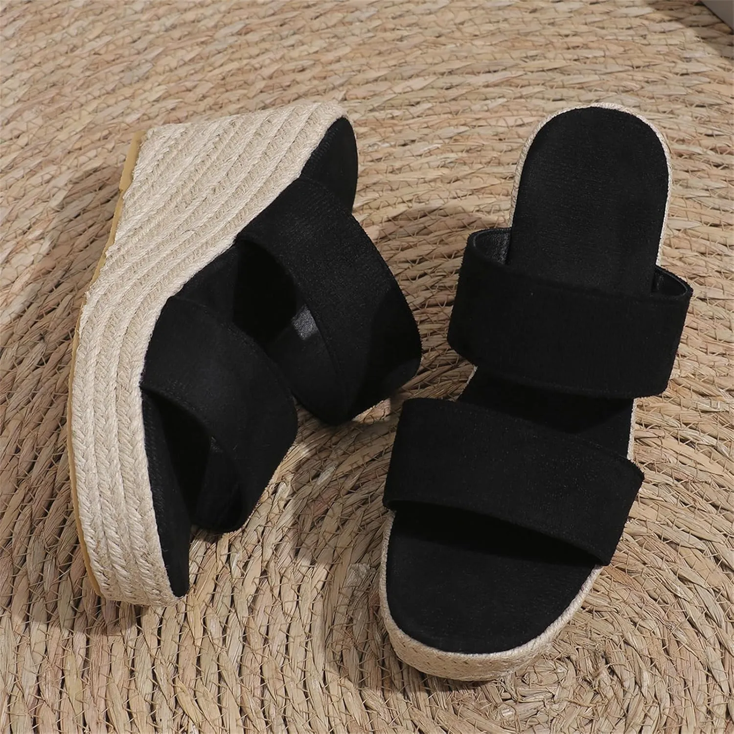 Women's Wedge Sandals Cross Strap Espadrille Platform Ankle Buckle Summer Casual Wedges Sandal High Heel Open Toe Non Slip Soles Concise Fashion Beach Slippers Fishmouth Shoes