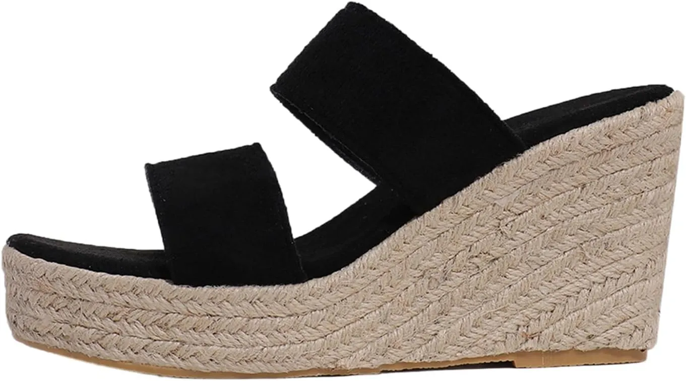 Women's Wedge Sandals Cross Strap Espadrille Platform Ankle Buckle Summer Casual Wedges Sandal High Heel Open Toe Non Slip Soles Concise Fashion Beach Slippers Fishmouth Shoes
