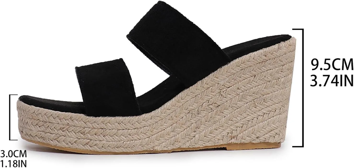 Women's Wedge Sandals Cross Strap Espadrille Platform Ankle Buckle Summer Casual Wedges Sandal High Heel Open Toe Non Slip Soles Concise Fashion Beach Slippers Fishmouth Shoes